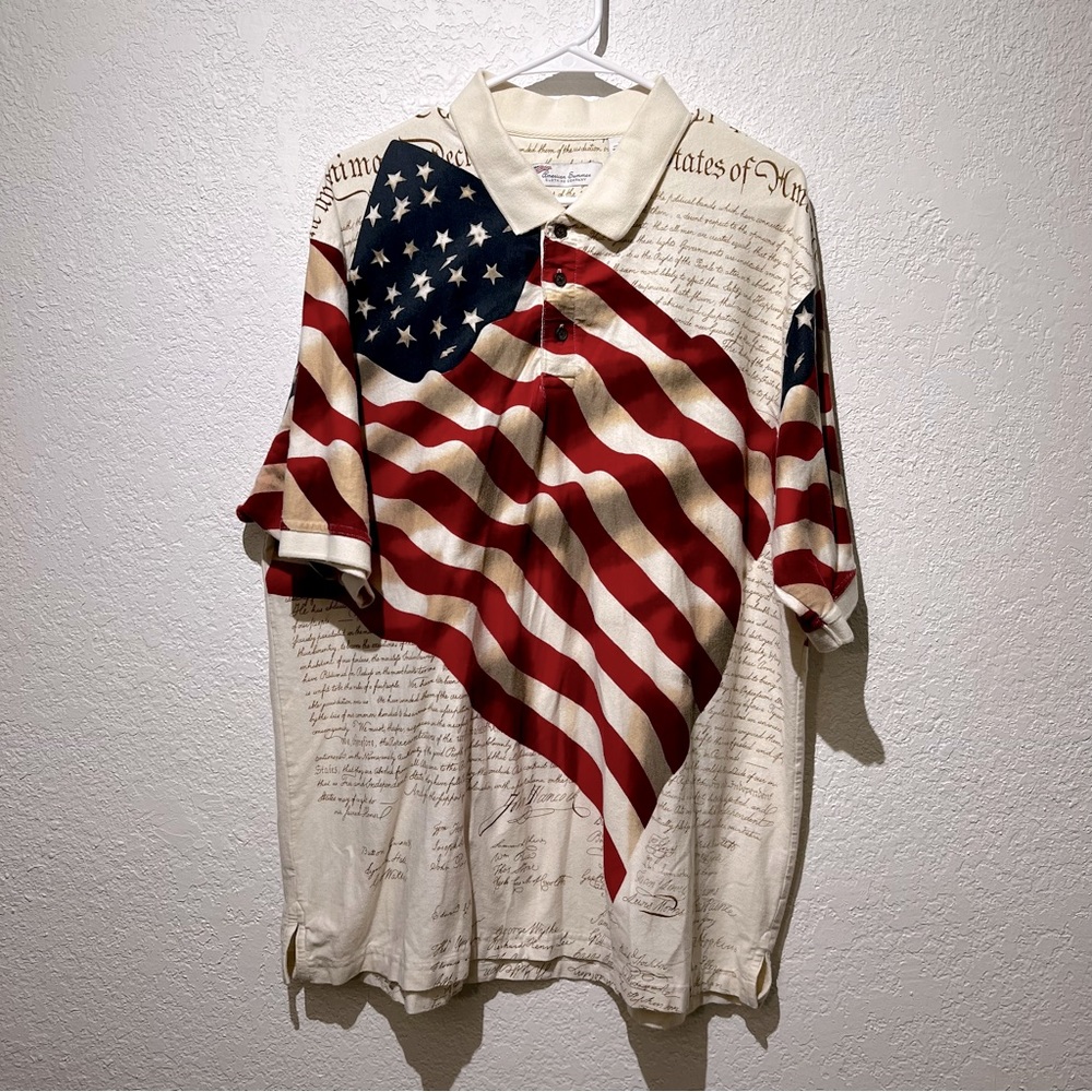 American Summer Constitution US Flag Polo Shirt XXL Patriotic USA Trump